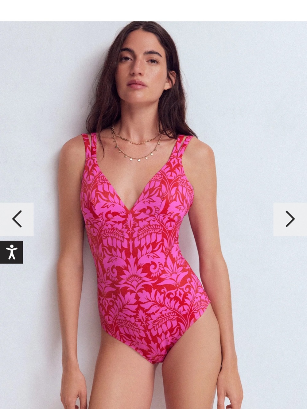 Boden Current 2026 “Arles” Pink & Red Floral One-Piece Swimsuit